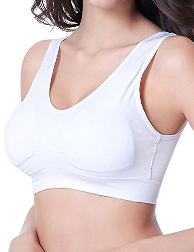 3 Piezas Sujetador Deportivo para Mujeres Sin Costuras Yoga Racerback Top con Almohadillas Extraíbles Ultimate Corriendo Gimnasio Ropa (5XL: 48/50, Desnudo&Negro&Blanco)