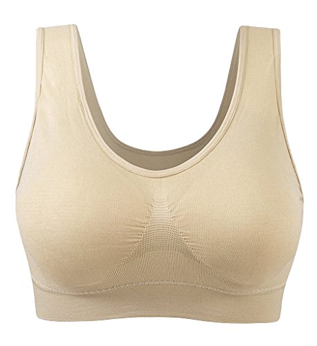 3 Piezas Sujetador Deportivo para Mujeres Sin Costuras Yoga Racerback Top con Almohadillas Extraíbles Ultimate Corriendo Gimnasio Ropa (5XL: 48/50, Desnudo&Negro&Blanco)