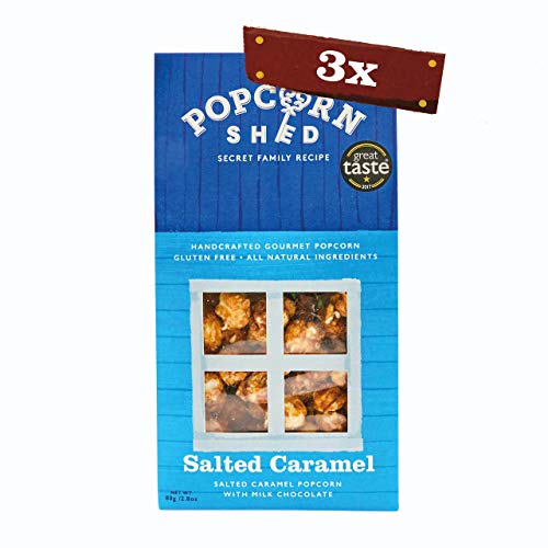 3 x 80g Salted Caramel Gourmet Popcorn Sheds | Palomitas de caramelo salado | Palomitas de maíz para regalar