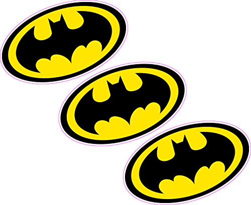 3 x Batman Logo 80 mmx46 mm escudo coche portátil de pared vinilo adhesivo Superhéroe de cómic