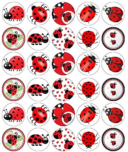 30 adornos comestibles para cupcakes, diseño de mariquitas