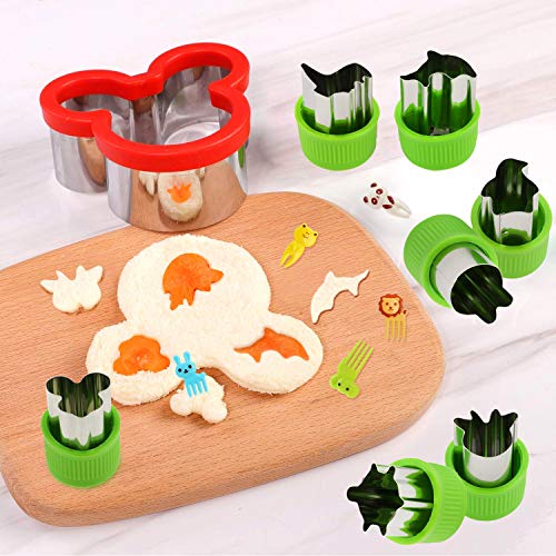 30 Piezas Cortadores de Galletas con Cubierta Protectora, Acero Inoxidable Moldes de Galletas con Tenedor para Cookie, Sandwiches, Fondant, Vegetale, Fruta, Forma Animal Fiesta Herramientas Decorativa