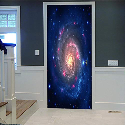 3D Hd Etiqueta De La Puerta Vía Láctea Autoadhesivo Puerta Pegatina Impermeable Pvc Respetuoso Con El Medio Ambiente Vinilo Pared Mural Decoración.95X215Cm