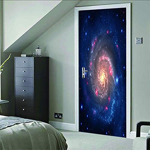 3D Hd Etiqueta De La Puerta Vía Láctea Autoadhesivo Puerta Pegatina Impermeable Pvc Respetuoso Con El Medio Ambiente Vinilo Pared Mural Decoración.95X215Cm