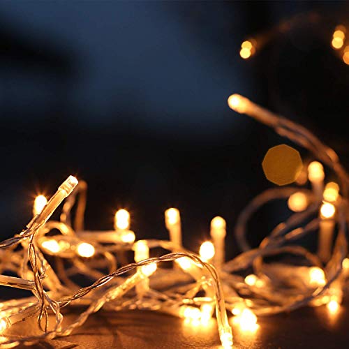 3M Luz Carámbano Cortina de luces de PILAS luces de Navidad al Aire Libre Blanco Cálido Luz para Decoración Fiesta, Bodas