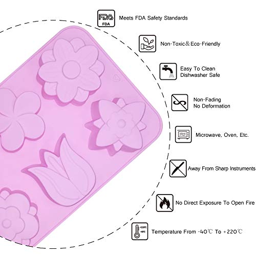 3PCS Flor silicona bandeja Moldes de jabón Rectangular de Silicona de 6 Cavidades Molde de Japón Silicone Handmade Soap Molds para Pastel, Pan, Galletas, Chocolate