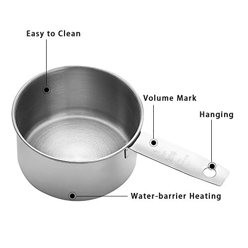 3T6B Cuchara de MedicióN Acero Inoxidable, 5 Juegos de Cucharas de MedicióN Colgantes, Utensilios de Cocina para Hornear con Escalas para Medir LíQuidos SóLidos (Acero Inoxidable 430)