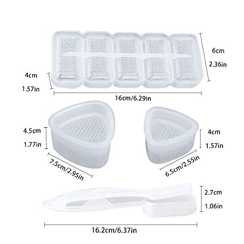 4 moldes para sushi con forma triangular para hacer bolas de arroz caja de 5 rollos de plástico para moldes para sushi con tapa molde para sushi Nigiri con mango largo kit de moldes para prensas Bento