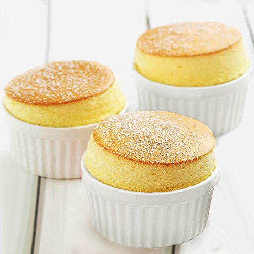 4 Piezas de 3,5 Pulgadas de cerámica Ramekins Souffle Copas para Hornear Creme brulée natillas Platos de Postre Blanco