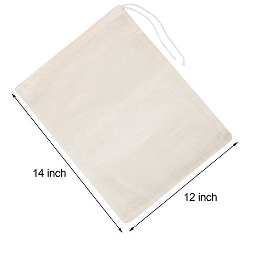 4 Piezas de Bolsa de Muselina de Algodón de Filtro de Leche Bolsa de Alimentos Bolsa de Estopilla para Yogur Café Té Zumo Vino (Grande (9,5 x 13,5 Pulgadas))