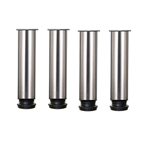 4 piezas Pies ajustables, Pies de gabinete de 200 mm de altura, patas de mesa, patas de muebles, acero inoxidable cepillado, altura ajustable de 0-15 cm, vienen con tornillos de acero inoxidable