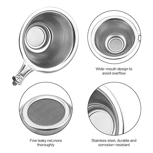 4pcs Embudo con Filtro Incluye 2 Embudo Silicona y 2 Filtro de Acero Inoxidable, Embudos de Cocina Embudo Pequeño para la Cocina, Botella，También Adecuado para Impresoras 3D