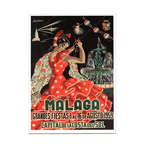 5 Unids Spanish Harbor City Málaga Viajes Lienzos Cuadros Vintage Imágenes Carteles Kraft Revestidos Pegatinas de Pared Decoración del Hogar Regalo Sin Marco