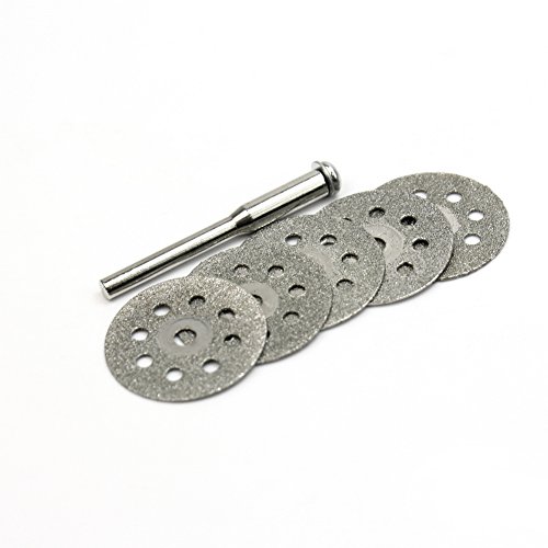 5 X Práctico Mini 22mm Discos Corte Diamante Rotatorio + 1 Mandril para Dremel