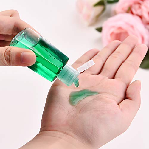 50 Botellas Vacías con Tapa Abatible Contenedores de Tamaño de Viaje Botella de Plástico Recargable de 1 oz/ 30 ml con 4 Embudos para Líquidos, Lociones, Cremas, Champú y Artículos de Tocador