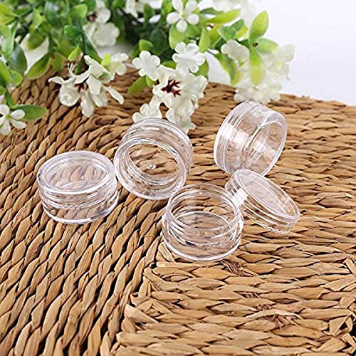 50 Pcs 5 ml Envase Cosmético Vacío Pequeño Plástico Transparente Puede Olla Cosmética Tarro Vacío Crema de Viaje con Tapa para Crema/Polvo/Loción/Pequeño Lazo del Oído