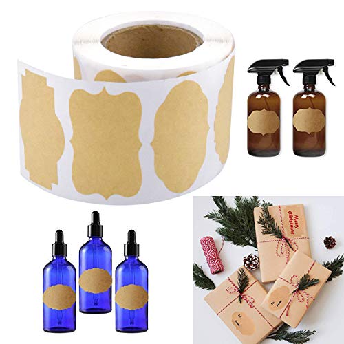 500 piezas Pegatina Kraft,1.98 x 1.18 Pulgadas Extraíbles Pegatinas Etiqueta Adhesiva, 6 Formas Hornear Hecho a Mano Etiquetas Autoadhesivos DIY para Alimentos, Decoración, Botellas, Frascos, Regalos