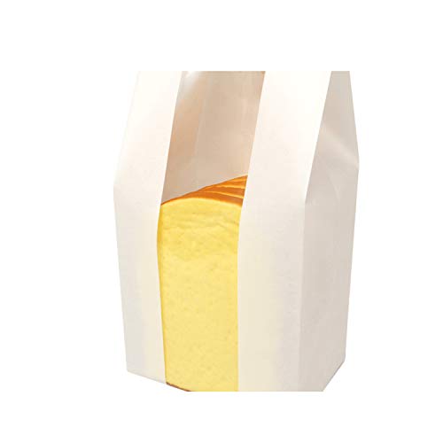 50pcs/lot de protección contra la grasa bolsas de papel Kraft Pan tostadas embalaje bolsa con ventana transparente, de papel kraft para hornear tostadas, pan, antiaceite, 4.72 x 3.54 x 11.8 Pulgadas