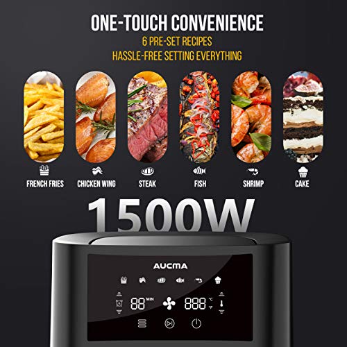 5,5L XXL Freidora sin Aceite,AUCMA Freidoras de Aire Caliente,Air Fryer con Función Mantener Caliente,Pantalla LED Táctil,Temporizador,Sin BPA ni PFOA,Regalo ideal[Clase de eficiencia energética A+++]