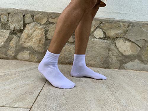 6 Pares Calcetines de tenis corte medio (Blanco, 36-40)