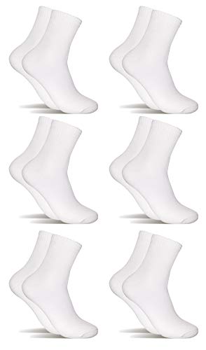 6 Pares Calcetines de tenis corte medio (Blanco, 36-40)