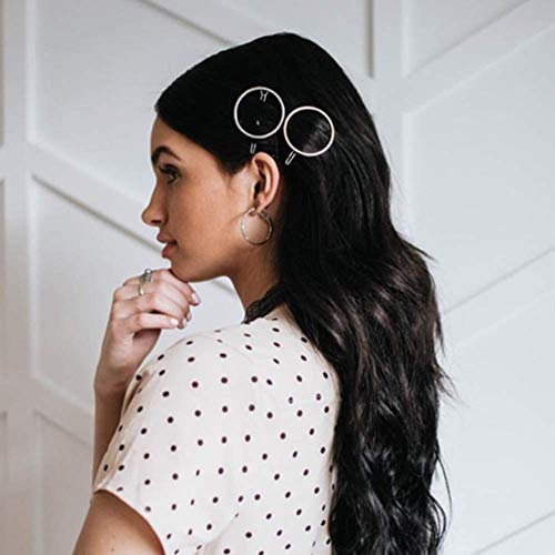 6 piezas Pinzas para el cabello Broches minimalistas y delicados para mujeres Abalorios geométricos de metal para niñas Abrazaderas Ramas de árboles, Círculo, Diseño de triángulo