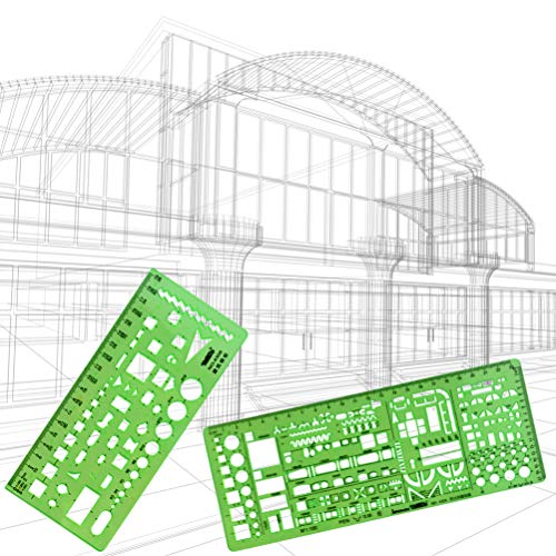 6 reglas de plástico, plantilla de medición para construir plantillas geométricas de dibujo para la oficina, escuela, color verde claro