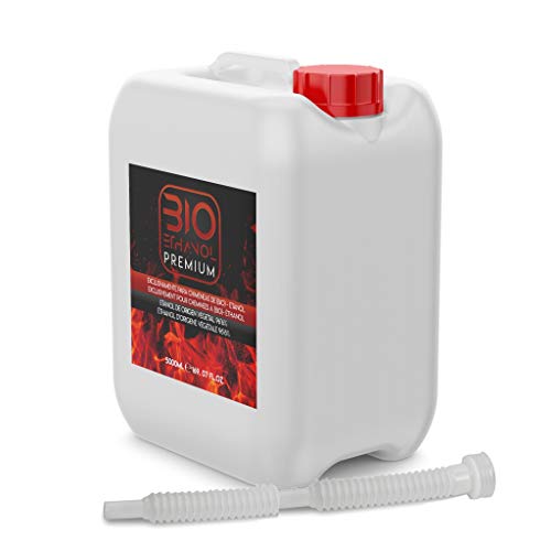 6 x 5 Litros Bioetanol Premium con Embudo - Etanol Vegetal para chimeneas - 30 Litros Combustión de alta calidad no humos