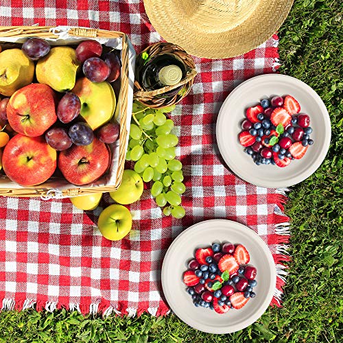 60 Pequeños Platos Desechables de Papel de Caña de Azúcar, Platos de Postre 18cm| Rígido y Resistente - Biodegradable y Ecológico| Impermeable y Apto para Microondas| Alternativa de Plástico Natural.