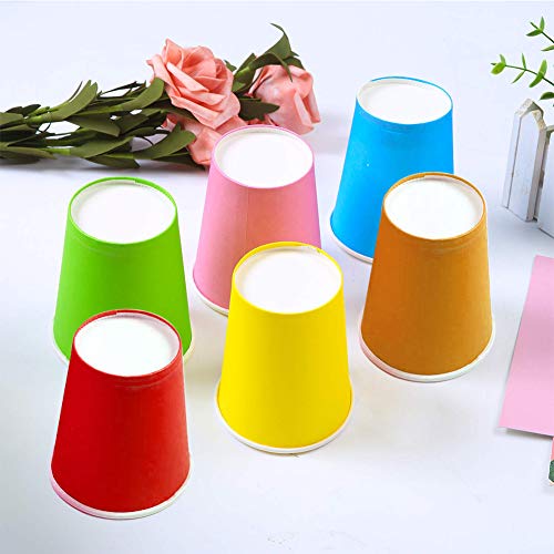 60 Piezas Vasos de Papel Desechables Tazas de fiesta, Vasos Carton de Colores Biodegradables 9 Ounces para Servir el Café, el Té, Bebidas Calientes y Frías ,Bodas , Bricolaje