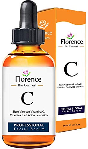 60ml Bio Sérum Facial con Vitamina C, E, Ácido Hialurónico puro 100% orgánico.Suero Vegano con Ingredientes Antiedad, Antiarrugas y Antimanchas para Cara y Contorno de Ojos. Tambien para Dermaroller