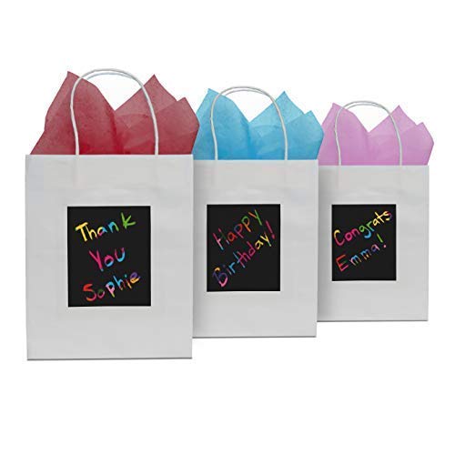 7 Bolsas de Regalo Blancas y Papel de Seda de Purple Ladybug - Bolsitas Kraft Originales 19x24x12 cm para Personalizar y Envolver Regalos, Envoltorio para Fiestas de Cumpleaños, Navidad y más