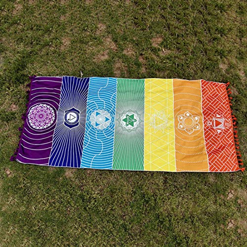 7 Chakra Pendant - Polyester Bohemia Wall Hanging India Mandala Blanket 7 Chakra Colored Tapestry Rainbow Stripes - Bedroom Tapestry Tapestries Hanging Wall Colorful