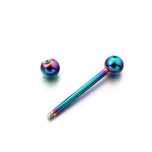 7 Piezas de Titanio anodizado Barras de Lengua de Acero quirúrgico pezón Anillo de perforación del Cuerpo - VCMART-16mm