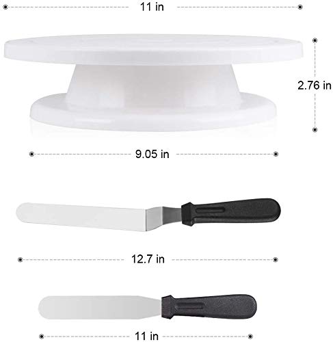 71 PCS de azúcar que adorna kits de insumos con la torta de la placa giratoria, Sugerencias for la decoración de la torta 12 numerada, 2 formación de hielo de la espátula, 3 glaseado suave, 2 aflautad