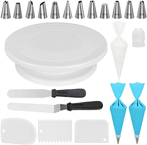 71 PCS de azúcar que adorna kits de insumos con la torta de la placa giratoria, Sugerencias for la decoración de la torta 12 numerada, 2 formación de hielo de la espátula, 3 glaseado suave, 2 aflautad