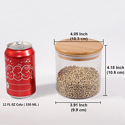 77L [Versión Engrosada] 550 ML (18,6 FL OZ) Tarro de almacenamiento de alimentos, tarro de cristal con cierre hermético tapa de bambú - para servir té, café