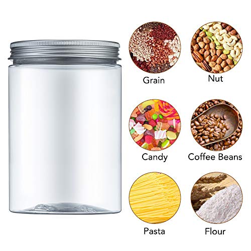 8 Pieza Transparente Botes Cocina, Recipientes Slime, Contenedor Alimentos, Tarro Plastico con Tapa de Metal Atornillable(4.2L)