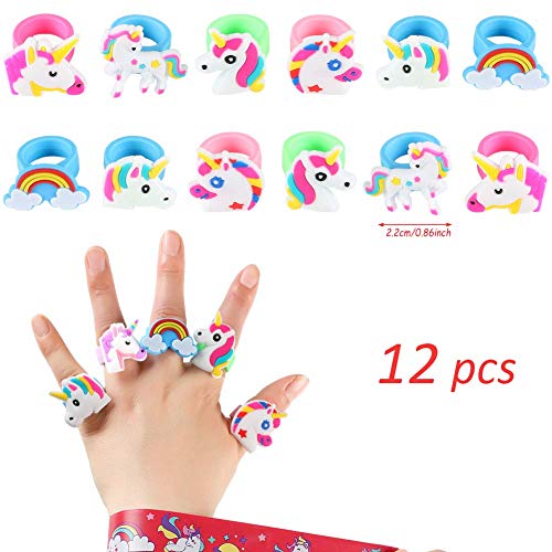 82 Piezas Artículos de Fiesta Unicornio Cumpleaños Niños, Llavero Unicornio Bolsa de Fiesta Pulseras Bofetada Tatuajes Temporales Sellos Unicornio Anillo Unicornio, Piñata Unicornio Regalo Niña