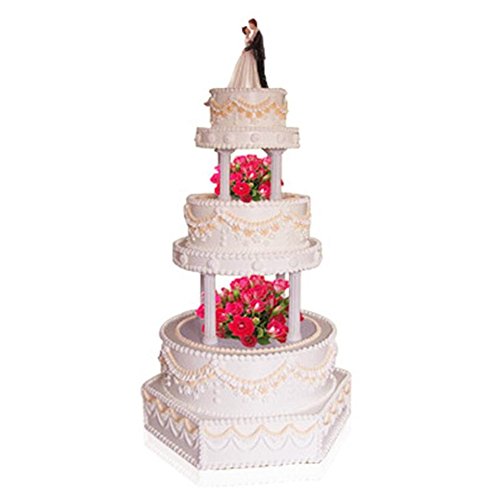 8pcs/set blanco pequeño + grande plástico Cake pilares, pilares boda soporte, apoyo de repostería (molde del día de San Valentín boda cumpleaños decoración de pasteles herramientas