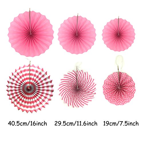 Abanicos de Papel Bola de Nido Pom Poms Ventilador de Papel para Colgar Decoración para Cumpleaños Boda Carnaval Bebé Ducha Home Party Supplies Decoración - Rosa