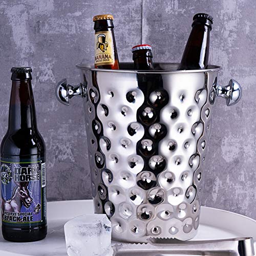 Acero Inoxidable Cubeta de Hielo, Alta Capacidad  Champagne Bucket  Contenedor de Hielo de la Cerveza Enfriador de Bebidas con   Encargarse de  Tenazas  para Vino Helado (Size : 5L)