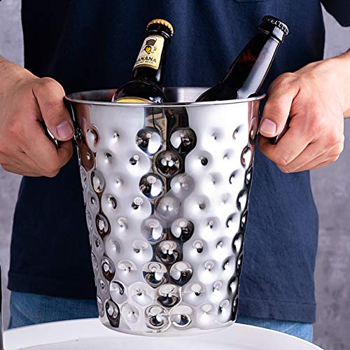 Acero Inoxidable Cubeta de Hielo, Alta Capacidad  Champagne Bucket  Contenedor de Hielo de la Cerveza Enfriador de Bebidas con   Encargarse de  Tenazas  para Vino Helado (Size : 5L)