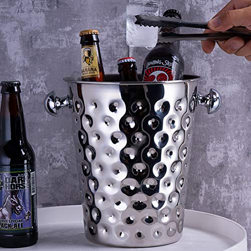 Acero inoxidable Cubeta de hielo, Alta capacidad  Champagne Bucket  Contenedor de hielo de la cerveza Enfriador de bebidas con   Encargarse de  Tenazas  para vino helado (Size : 5L)