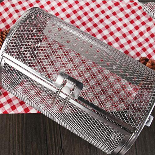 Acero Inoxidable Horno Asado Cesta 8 Pulgadas Asador Parrilla Eléctrica Basket Asar Jaula Giratoria Hornear Parrilla Jaula De Mimbre para Frijoles Horno Eléctrico De Café De Cacahuete Barbacoa con