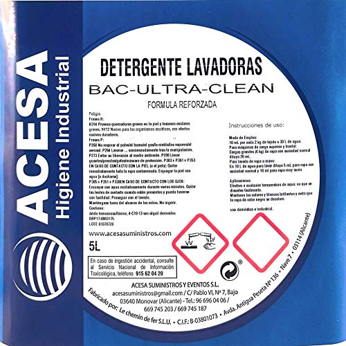 ACESA Detergente Líquido Lavadora Jabón de Marsella. para Prendas de algodón, Lana, Seda y Fibras sintéticas. Respeta Ropa y Colores. Nueva fórmula