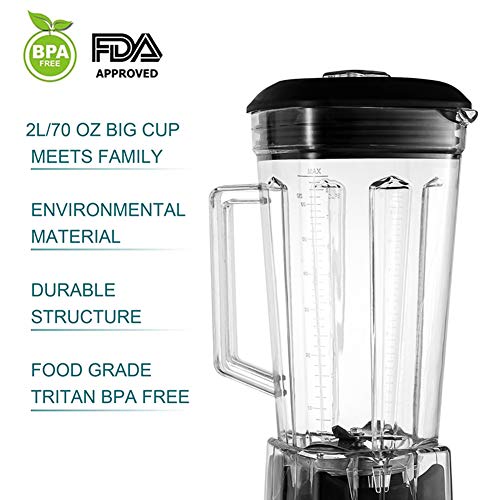 Addwin Batidora de Vaso Licuadora Comercial Profesional 2L 100% Libre de BPA con 2200W de Potencia, Tecnología Total de Trituración para Smoothie, Hielo y Fruta Congelada (Negro)