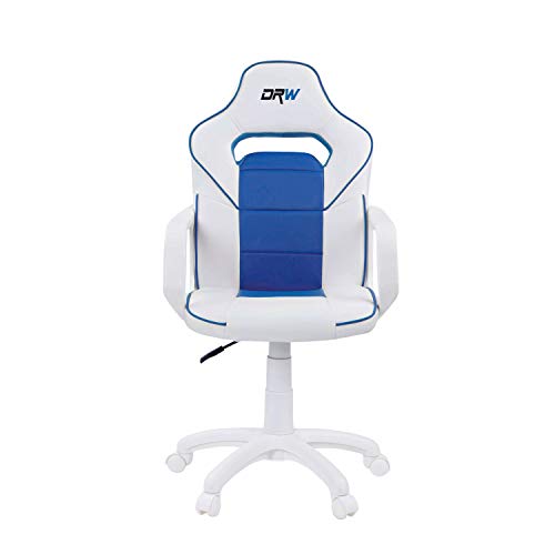 Adec - DRW, Silla de Escritorio, Estudio o Despacho, Sillon Gaming Acabado en Color Blanco y Azul, Medidas: 60 cm (Ancho) x 60 cm (Fondo) x 98-108 cm (Alto)