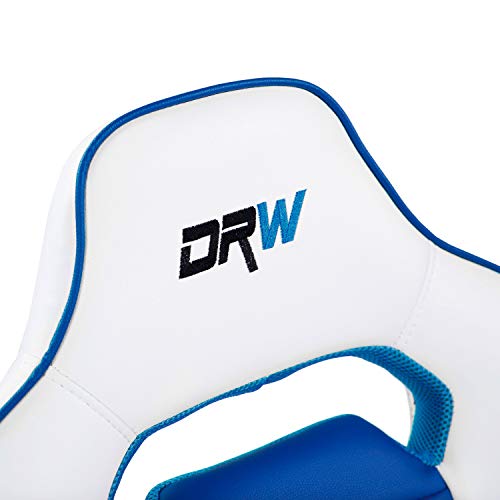 Adec - DRW, Silla de Escritorio, Estudio o Despacho, Sillon Gaming Acabado en Color Blanco y Azul, Medidas: 60 cm (Ancho) x 60 cm (Fondo) x 98-108 cm (Alto)