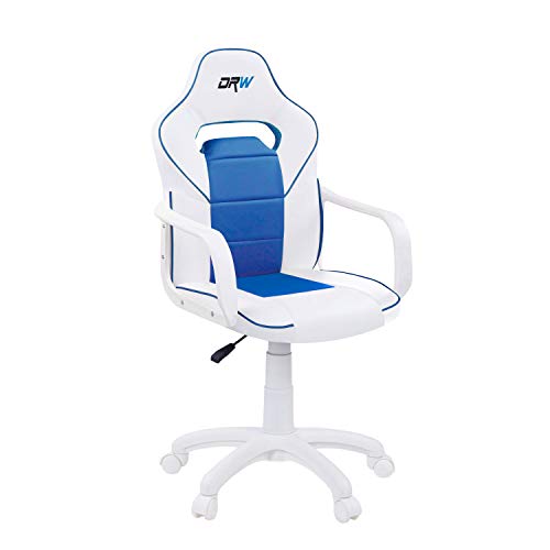 Adec - DRW, Silla de Escritorio, Estudio o Despacho, Sillon Gaming Acabado en Color Blanco y Azul, Medidas: 60 cm (Ancho) x 60 cm (Fondo) x 98-108 cm (Alto)